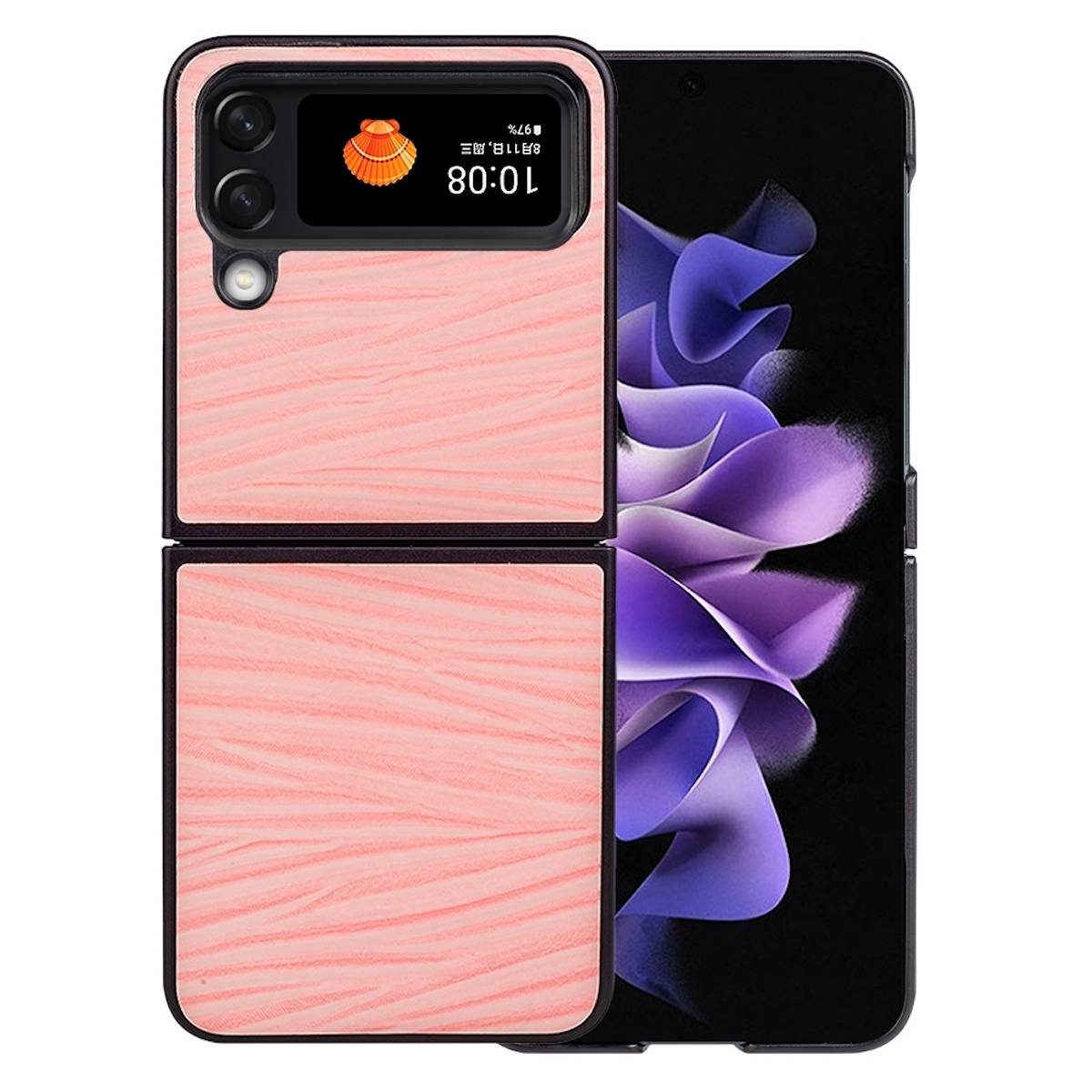 Für Samsung Galaxy Z Flip4 5G Design Wellen Cover Handy Tasche Hülle Etuis Muster Pink