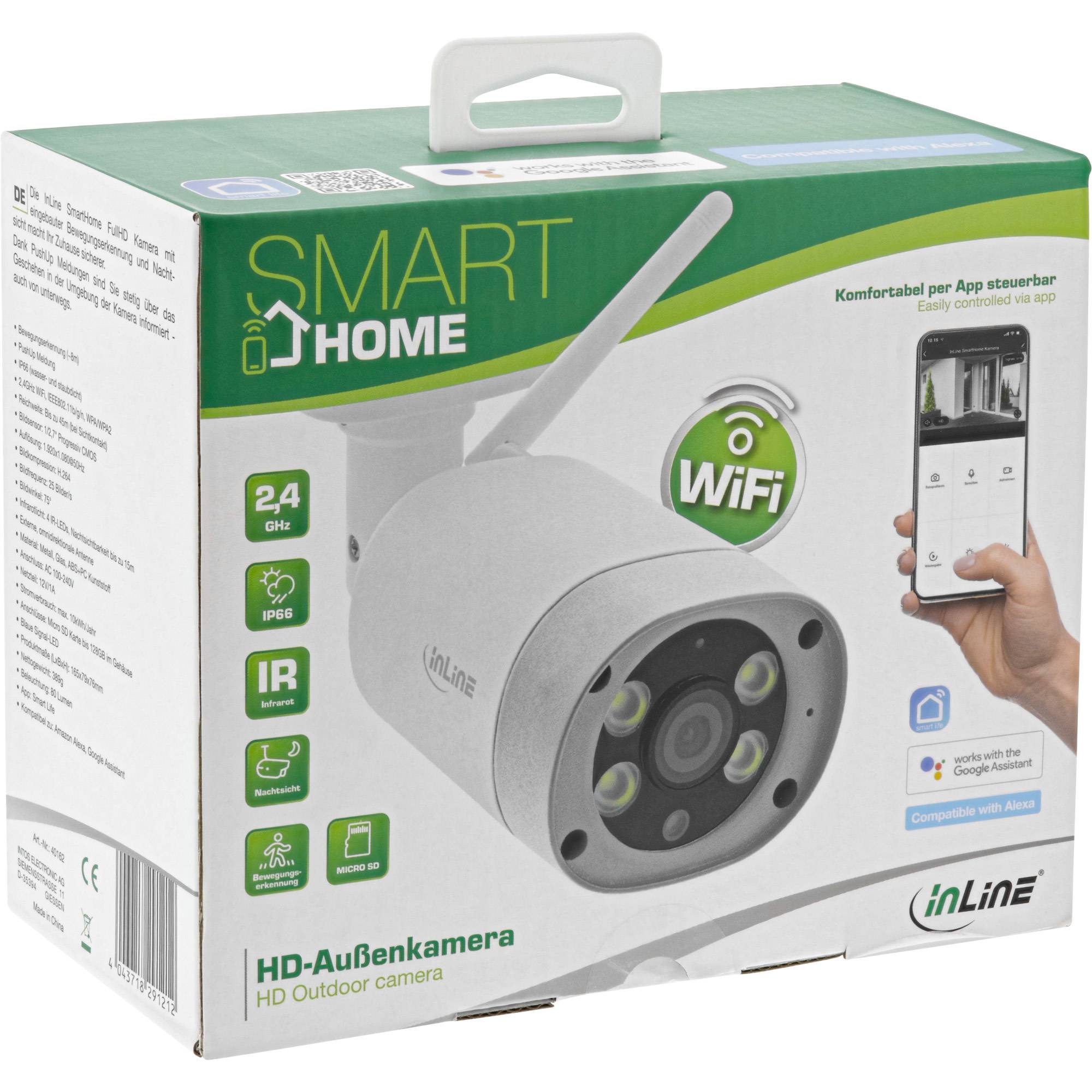INLINE - SmartHome HD Kamera außen mit LED - IP66