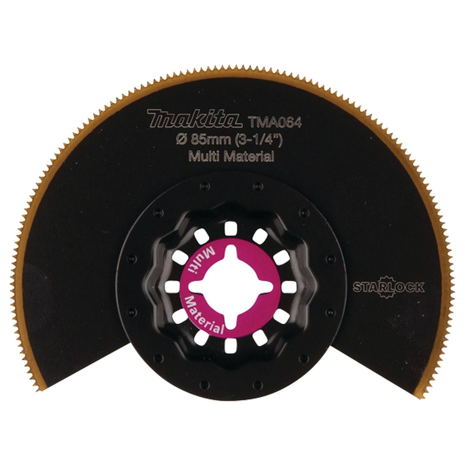 Makita TMA064 Multimaterial-Sägeblatt, 85 mm (3-1/4 Zoll), mit Starlock-Aufnahme zum Schneiden verschiedener Materialien.