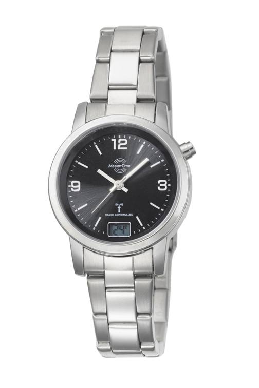 MasterTime MasterTime Damen-Funkuhr Basic, silber/ schwarz - MTLA-10303-21M