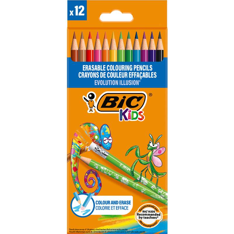 BIC KIDS Buntstift EVOLUTION ILLUSION, radierbar, 12er Etui