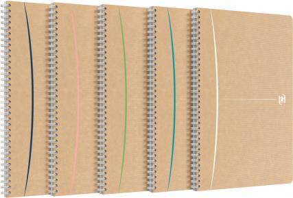 Oxford Spiralbuch TOUAREG, DIN A4, liniert, 90 Blatt Doppelspirale, Optik Paper 100% recycled, Kraftpapiereinband