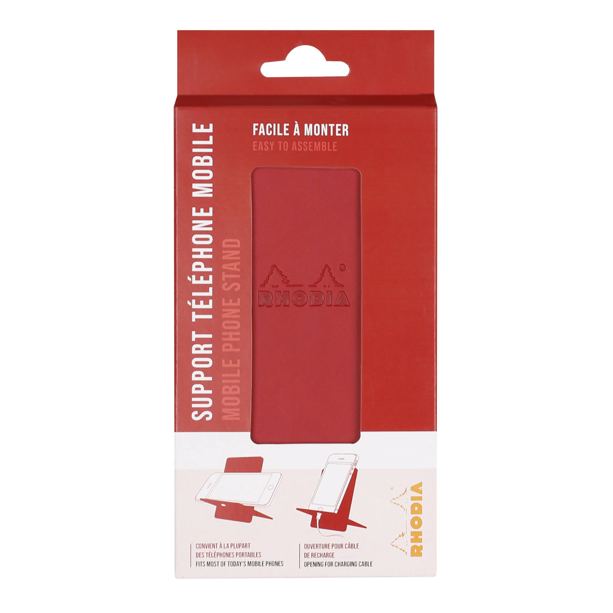 Rhodia Handyhalter italienischem Kunstleder 13x8x8,5 cm Mohnrot 194430C