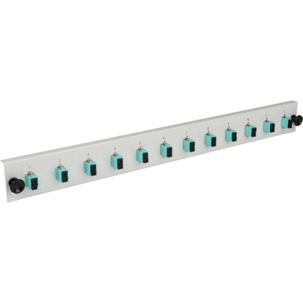 Bestückte Frontblende mit 12 x LC Duplex, Kupplung OM4, grau Glasfaserverkabelung Glasfaser für 19
