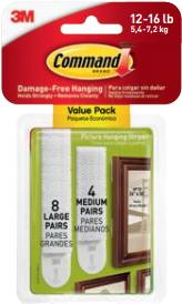 3M Command™ Bilder-Montage Strips M und L, Vorteilspack Weiß Inhalt: 12 Paar (17209)