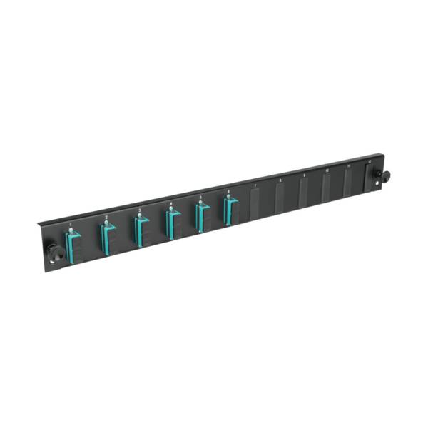 Bestückte 12 Port Frontblende mit 6 x SC, Duplex Kupplung OM4 vertikal, schwarz Glasfaser Verteiler