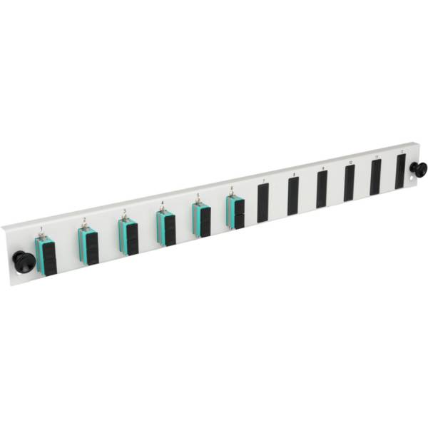 Bestückte 12 Port Frontblende mit 6 x SC, Duplex Kupplung OM4 vertikal, grau Glasfaserverkabelung
