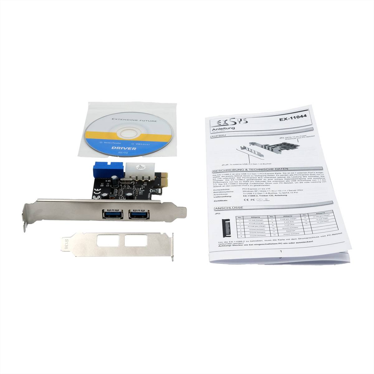 EXSYS EX-11049 2+2-Port USB 3.2 Gen 1 PCIe Karte