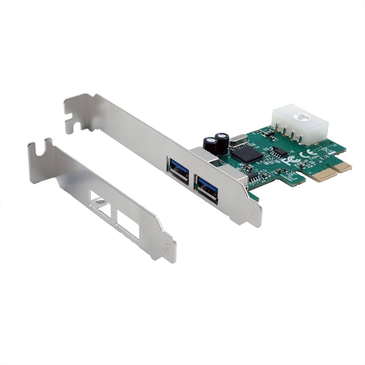 EXSYS EX-11042, PCIe, USB 3.2 Gen 1 (3.1 Gen 1), Weiblich, Full-height / Low-profile, 2x External USB 3.2 Gen 1 A-female