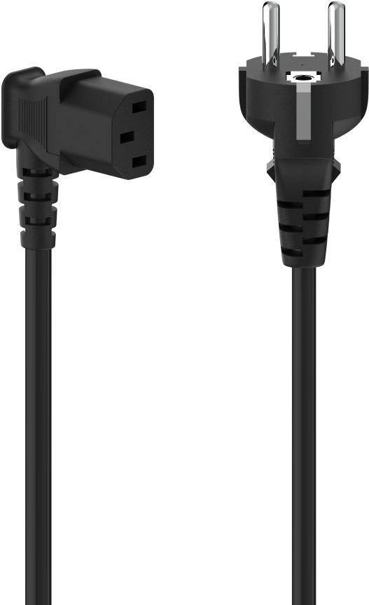 Hama Netzkabel für Kaltgeräte, 90° gewinkelt, 3-polig, Schutzkontakt, 5 m, Schw (00223293)