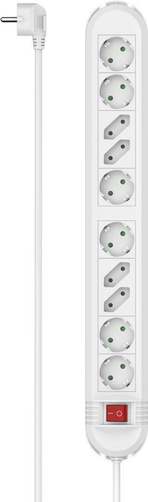 Hama Steckdosenleiste, 10-fach, Schalter, Wandmontage, 1,5 m, Weiß (00223041)