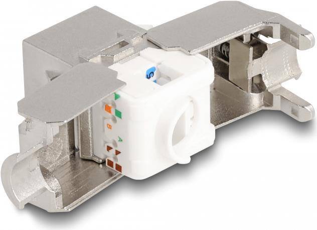 Delock Keystone Jack - CAT 6a - RJ-45, LSA - weiß - Silber