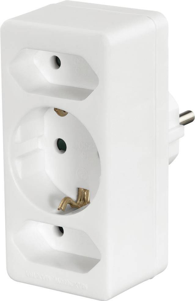 Hama Steckdosenadapter 3-fach 1x Schutzkontakt 2x Euro Weiß