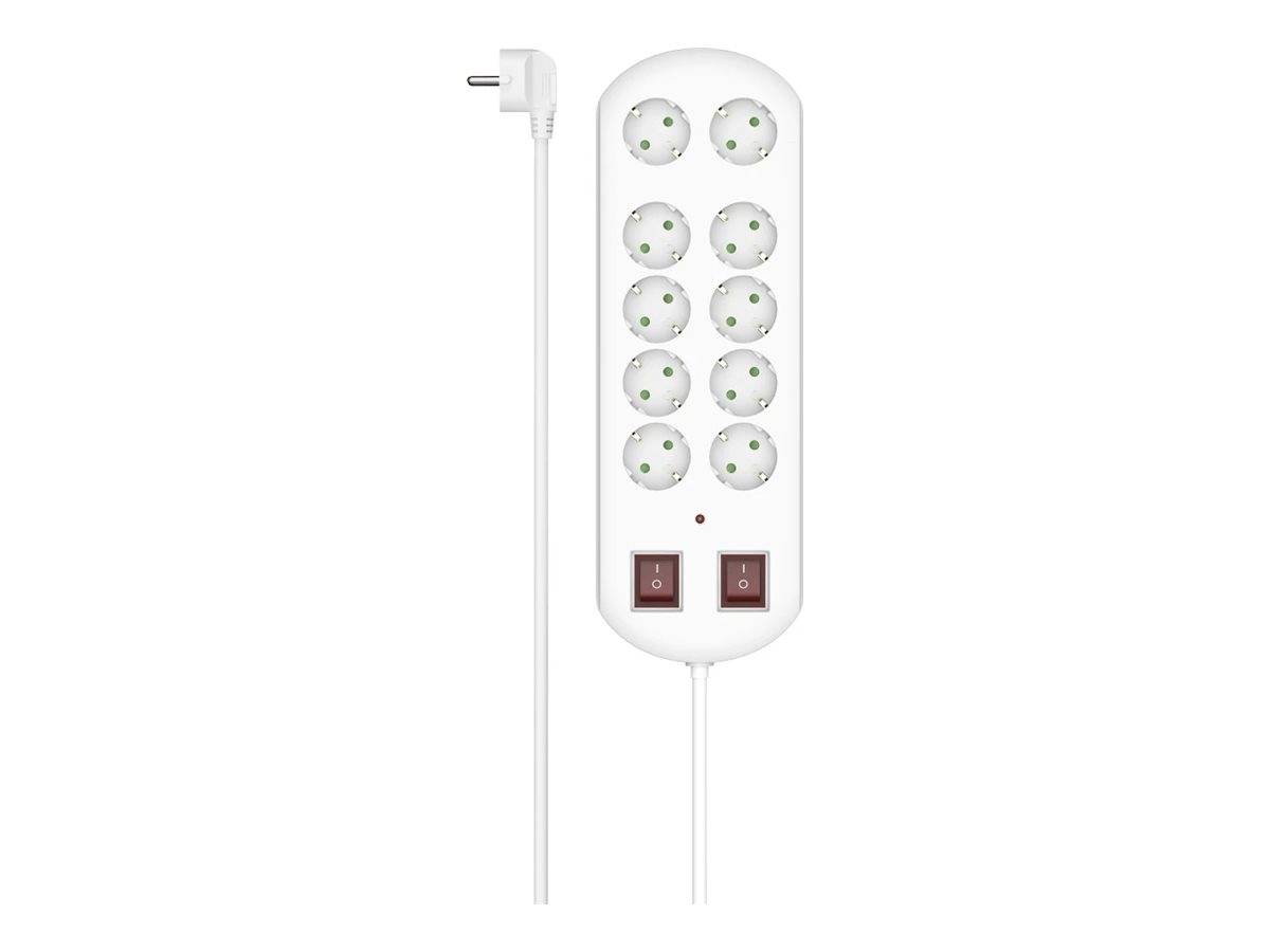 Hama Steckdosenleiste - with surge protection and 2 switches - Wechselstrom 250 V - Eingabe, Eingang power CEE 7/7 - Ausgangsanschlüsse: 10 (power
