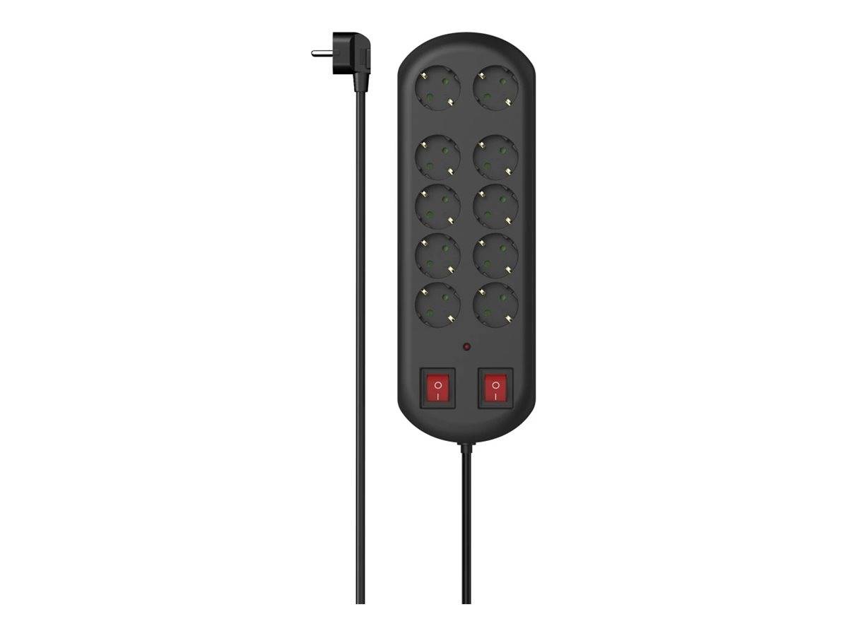 Hama Steckdosenleiste - with surge protection and 2 switches - Wechselstrom 230 V - Eingabe, Eingang power CEE 7/7 - Ausgangsanschlüsse: 10 (power