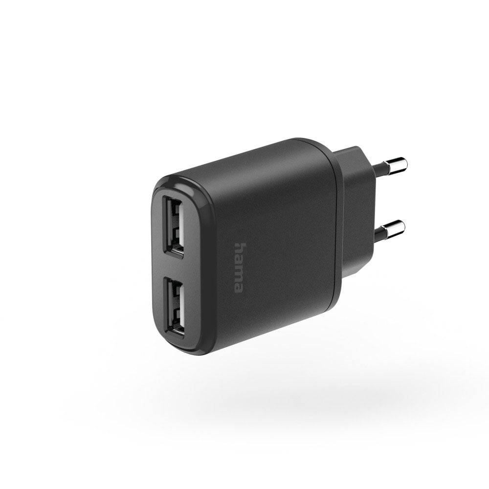 Hama Ladegerät 2x USB-A 12W Schwarz
