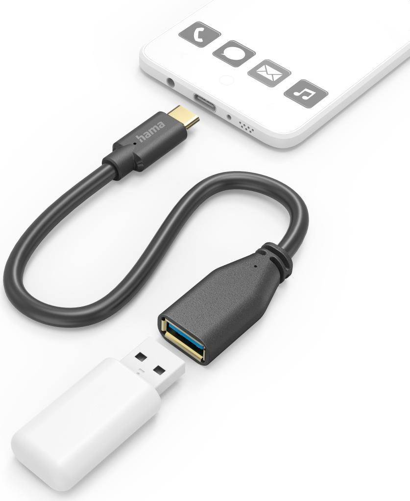 Hama USB-C auf USB-A OTG Kabel 15cm, 5 Gbit/s, vergoldet