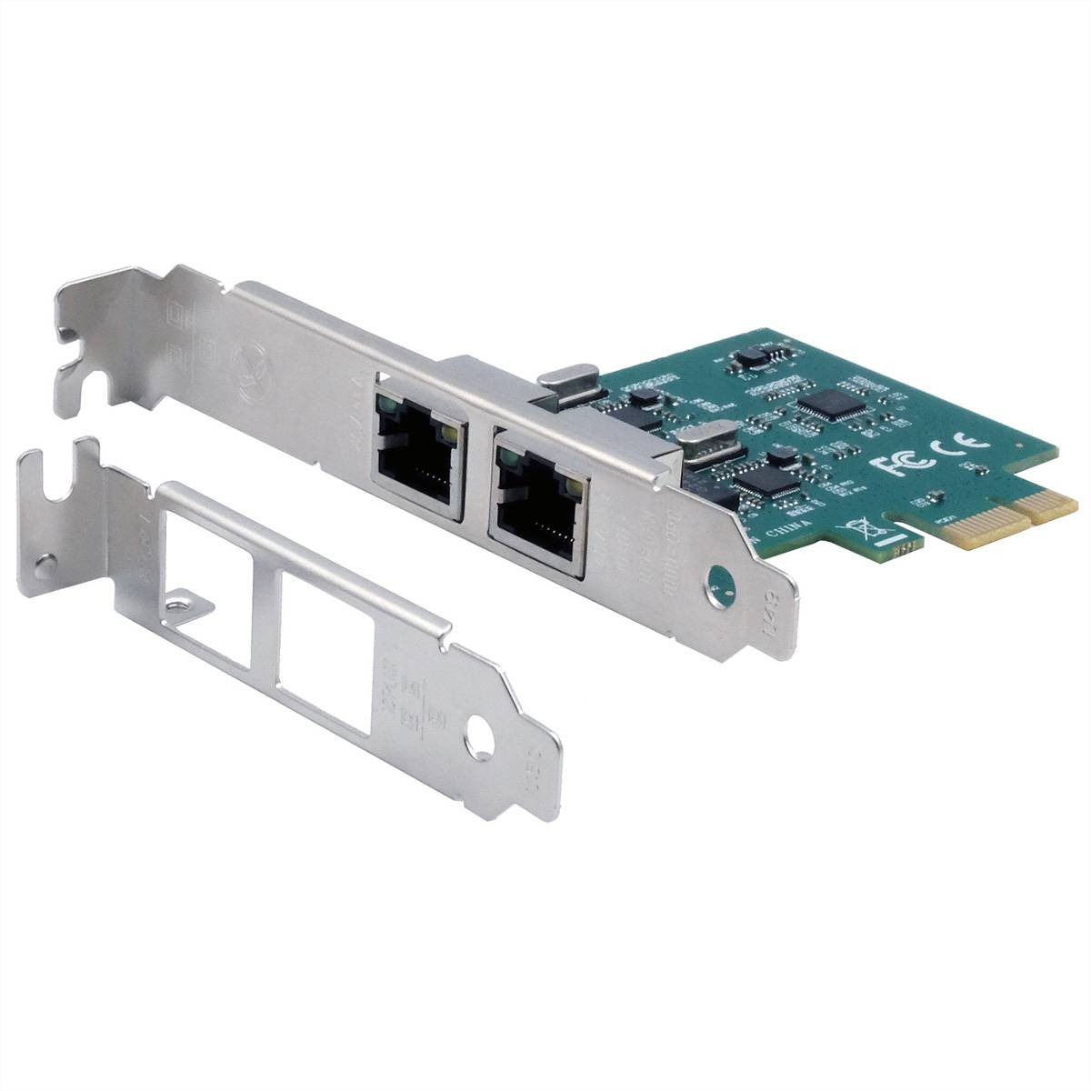 EXSYS EX-60102, Eingebaut, Kabelgebunden, PCI Express, Ethernet, 1000 Mbit/s, Grün, Grau