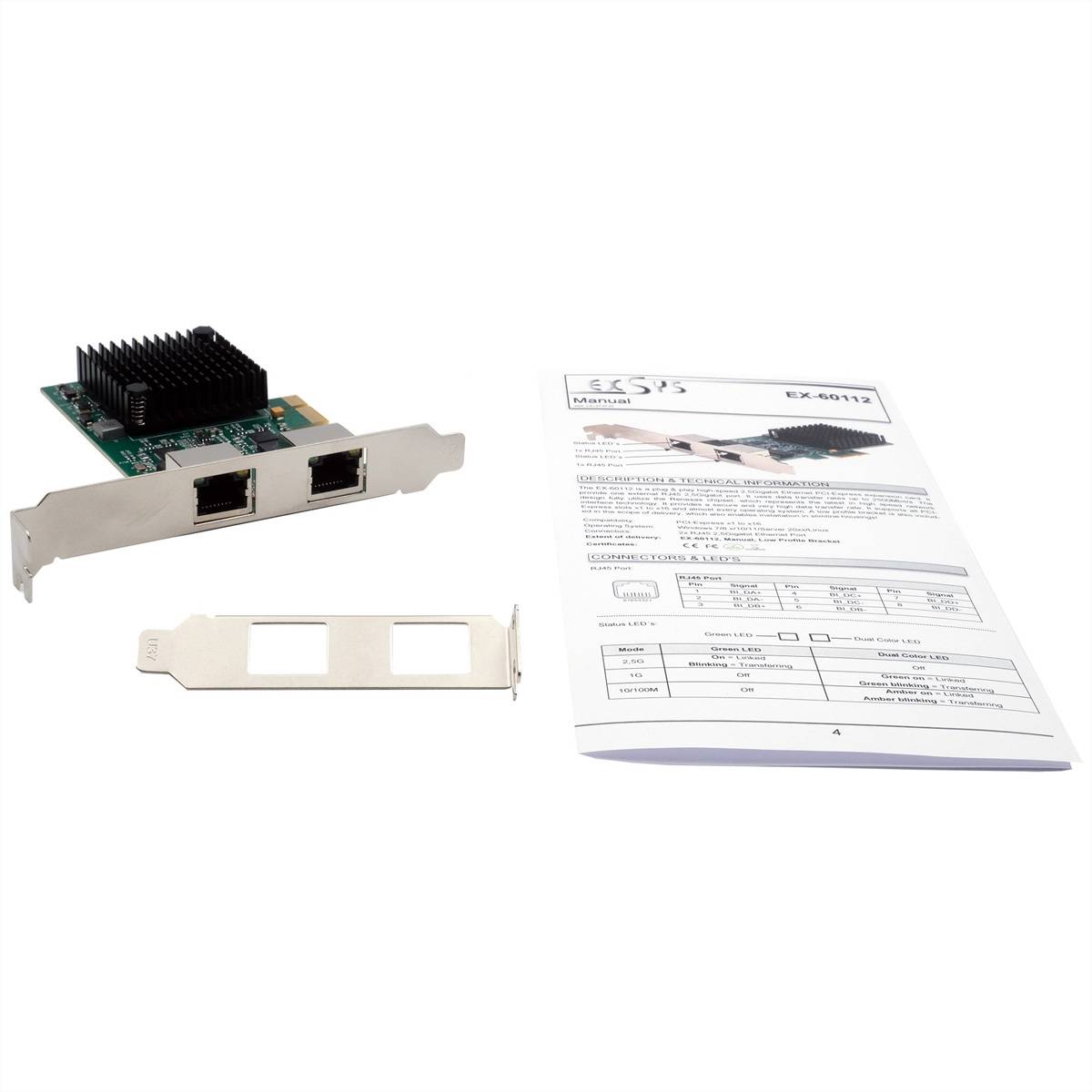 EXSYS EX-60112 2-Port 2.5Gigabit PCIe Netzwerkkarte