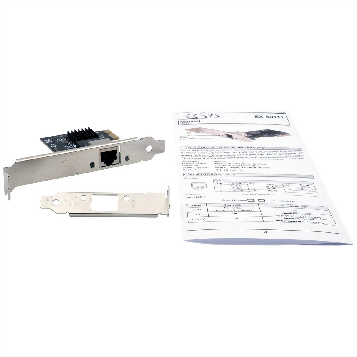 EXSYS EX-60111 1-Port 2.5Gigabit PCIe Netzwerkkarte