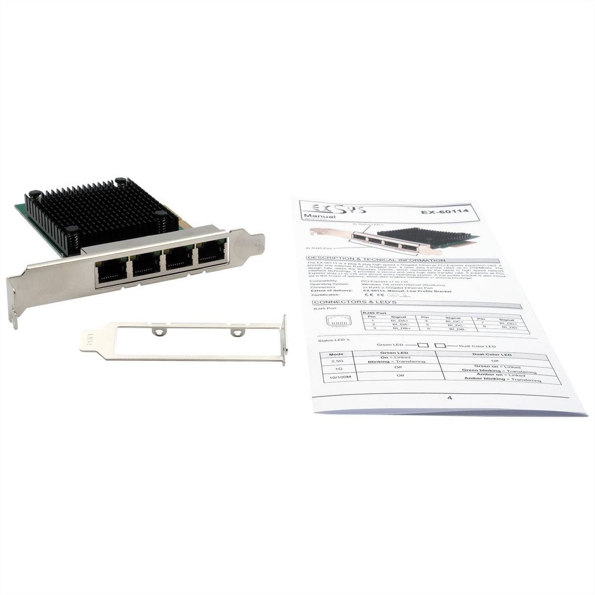 EXSYS EX-60114 4-Port 2.5Gigabit PCIe Netzwerkkarte