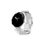 Google Pixel Watch Silber poliert intelligente Uhr mit Band Flouroelastomer chalk Bandgröße: L 32 GB Wi-Fi NFC Bluetooth 36 g