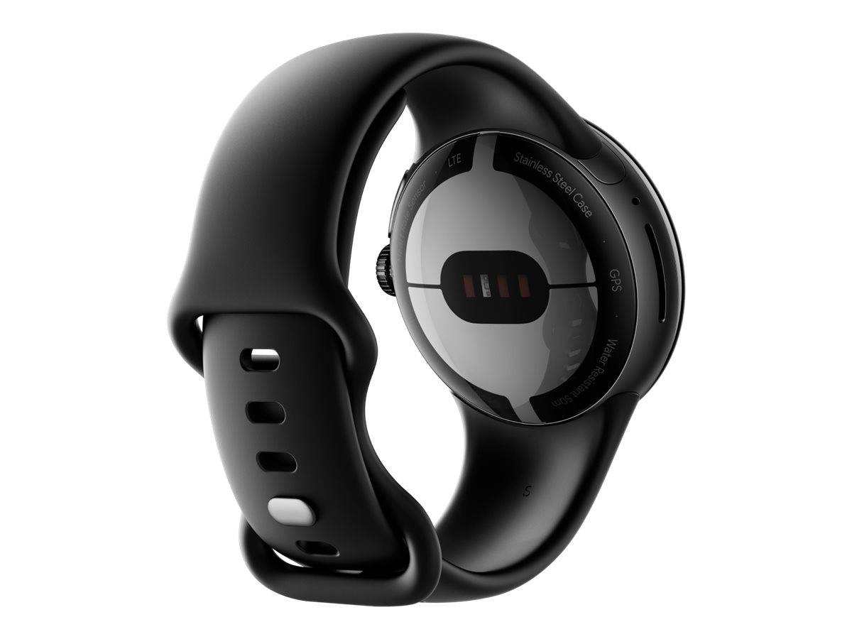 Google Pixel Watch - Mattschwarz - intelligente Uhr mit Band - Flouroelastomer -
