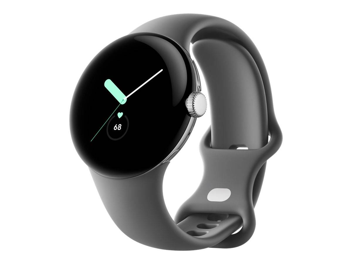 Google Pixel Watch WiFi Polished Silver Sportband Charcoal