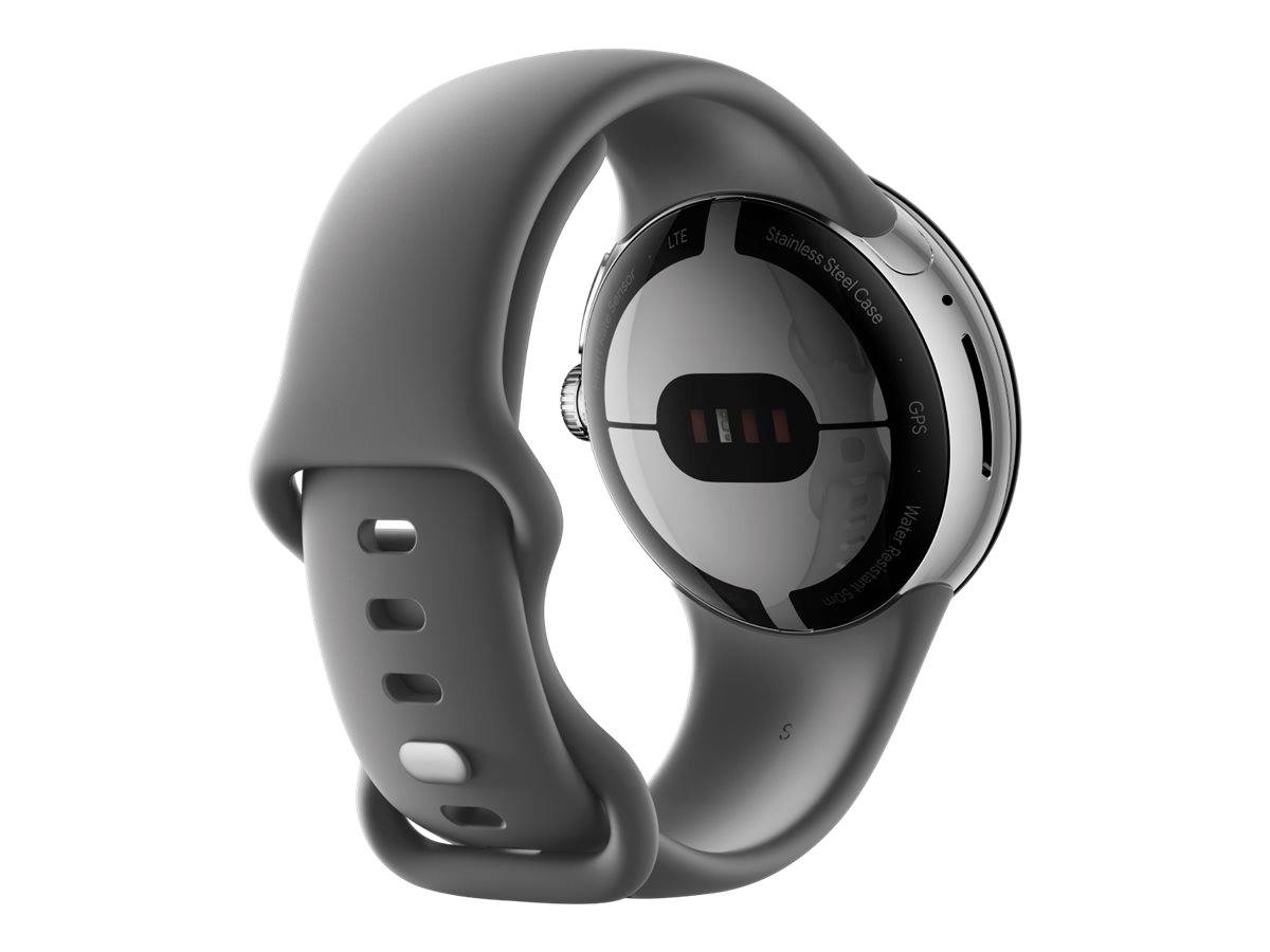 Google Pixel Watch - Silber poliert - intelligente Uhr mit Band - Flouroelastome