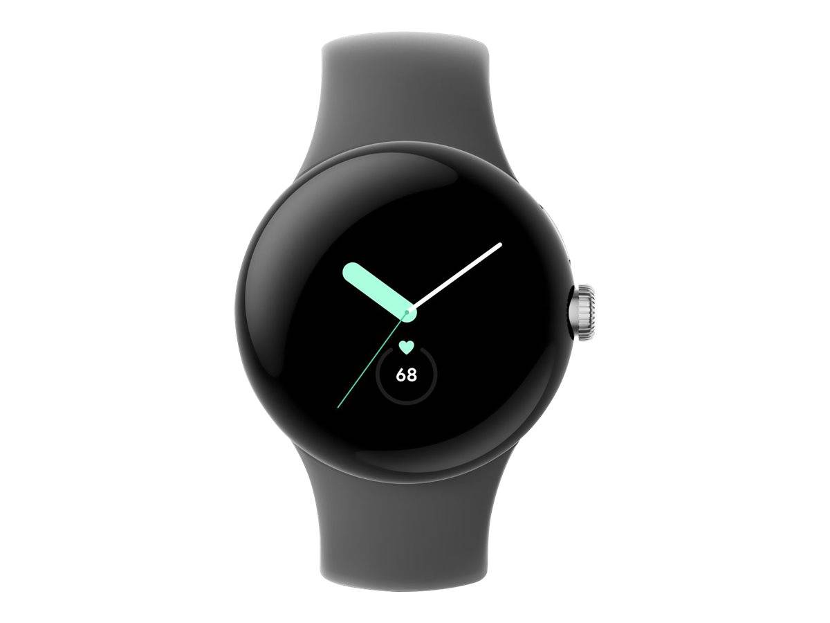 Google Pixel Watch - Silber poliert - intelligente Uhr mit Band - Flouroelastome