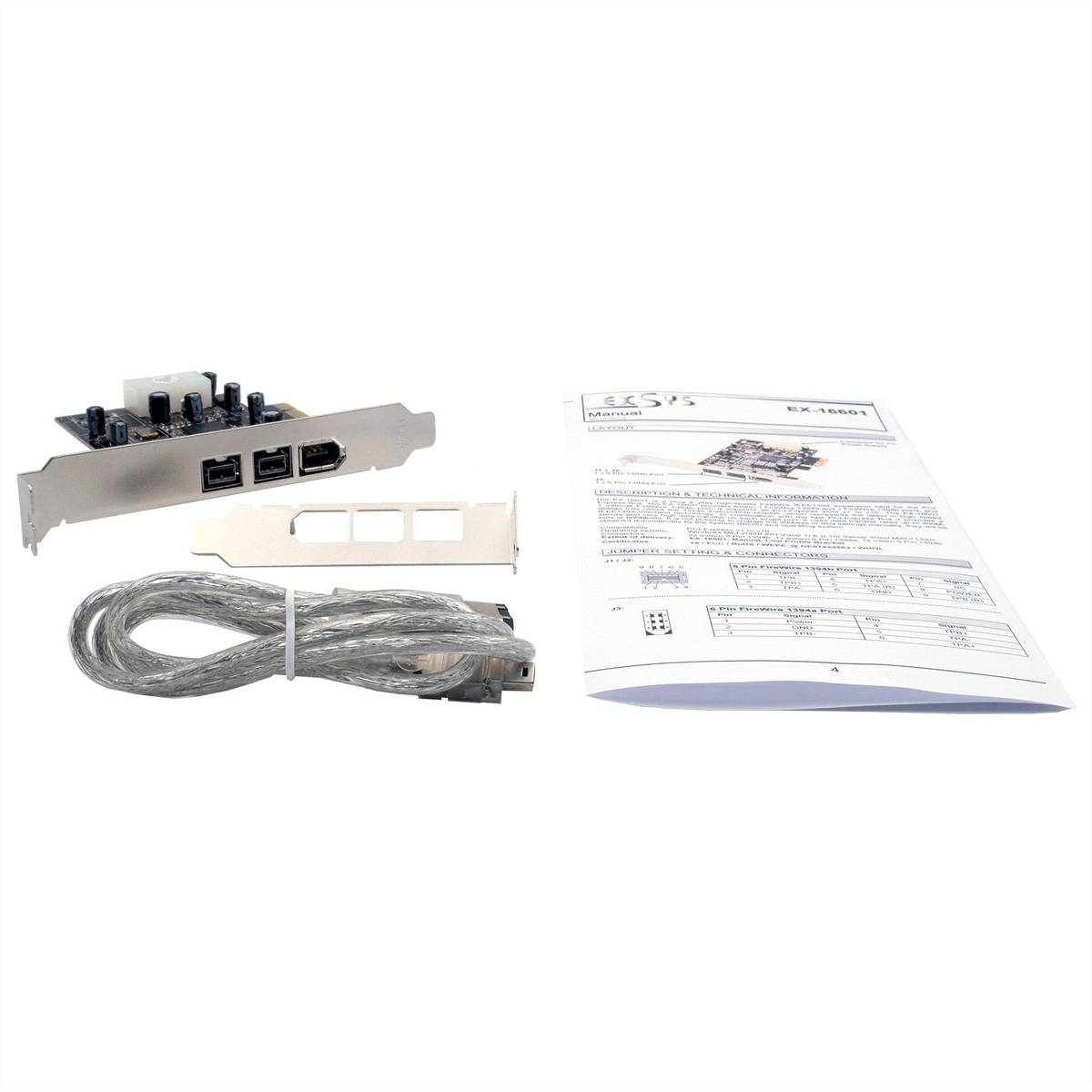 EXSYS EX-16601 PCIe FireWire IEEE1394B 3 Ports