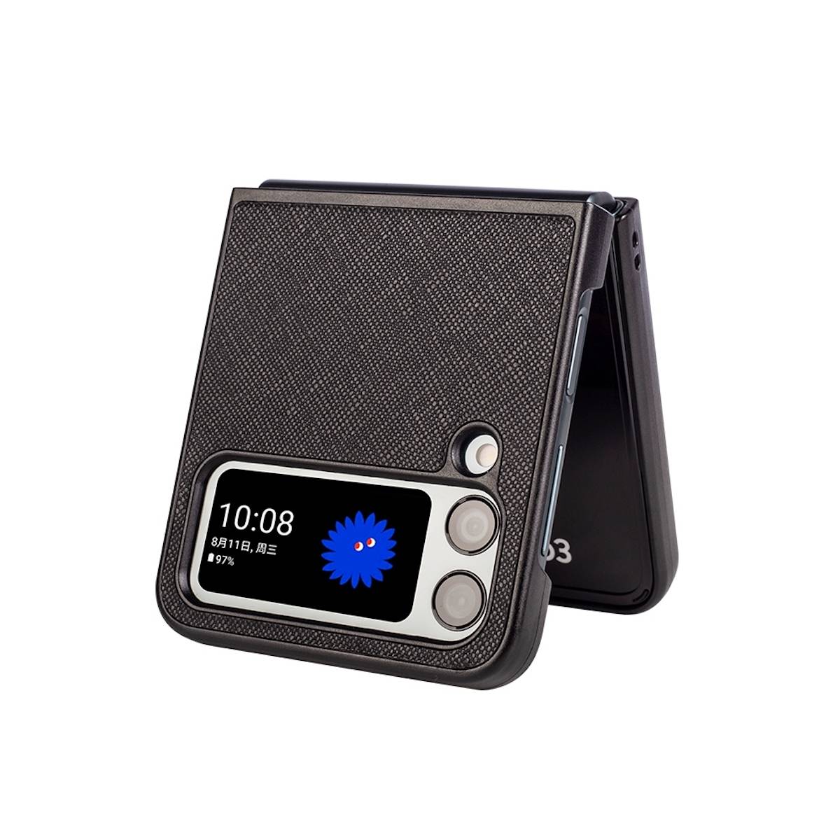 Für Samsung Galaxy Z Flip4 5G Design Cross Texture Cover Handy Tasche Hülle Etuis Muster Schwarz