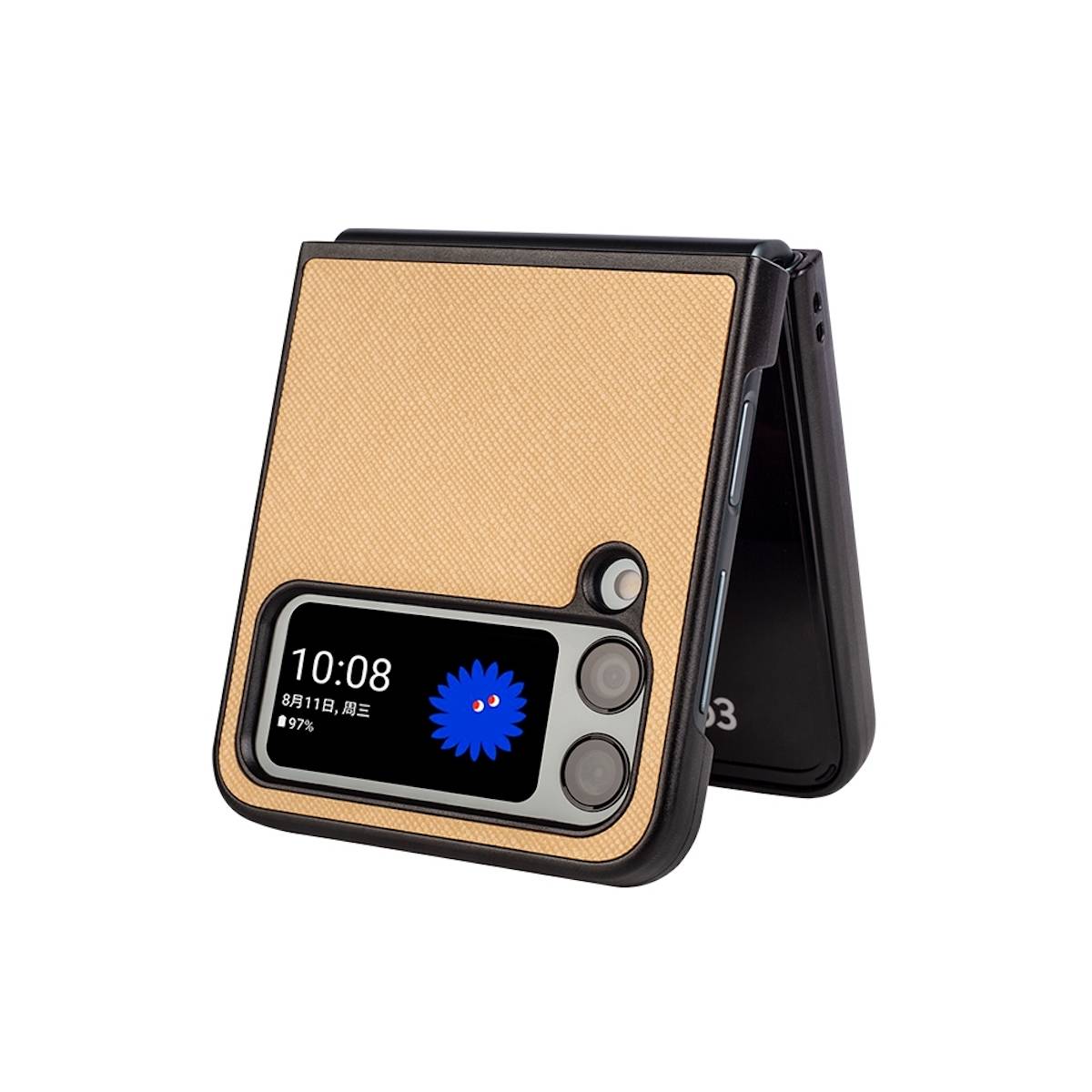 Für Samsung Galaxy Z Flip4 5G Design Cross Texture Cover Handy Tasche Hülle Etuis Muster Gelb