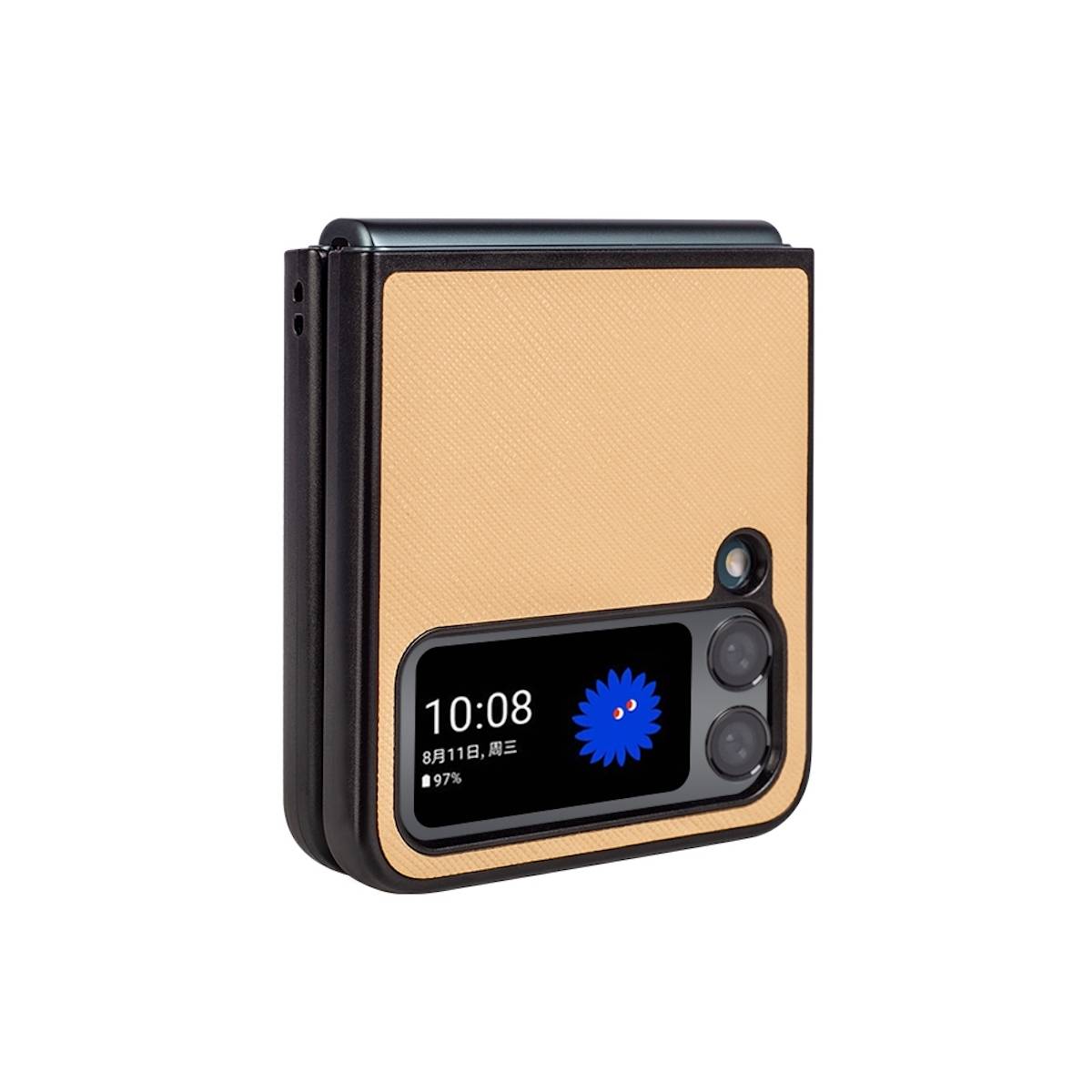 Für Samsung Galaxy Z Flip4 5G Design Cross Texture Cover Handy Tasche Hülle Etuis Muster Gelb