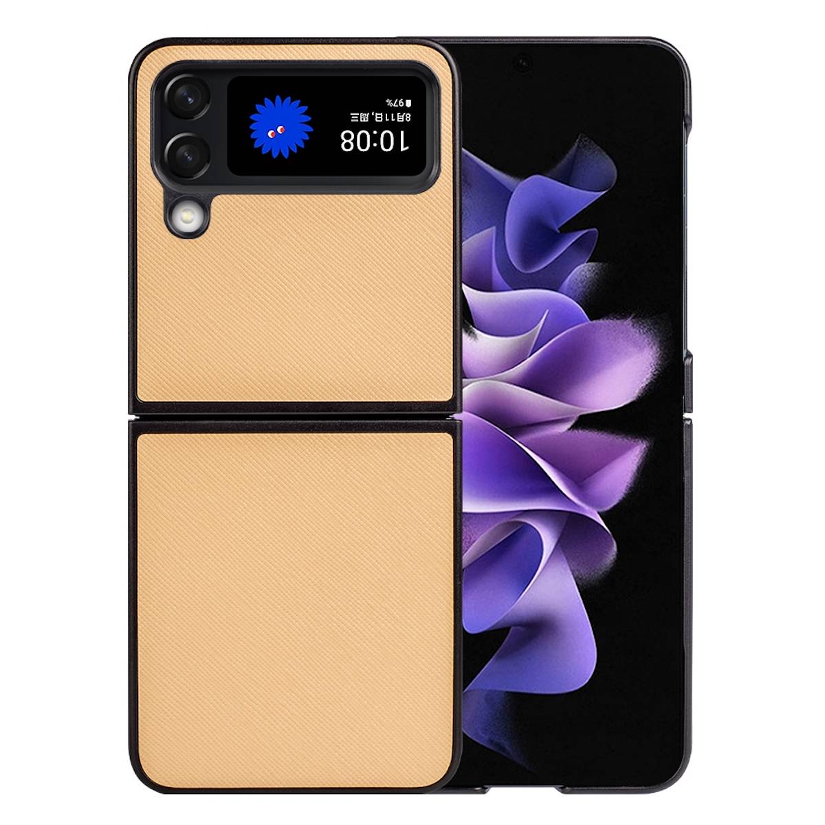 Für Samsung Galaxy Z Flip4 5G Design Cross Texture Cover Handy Tasche Hülle Etuis Muster Gelb