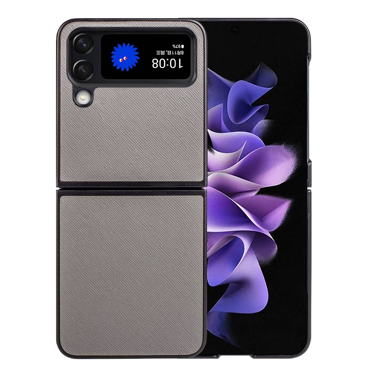 Für Samsung Galaxy Z Flip4 5G Design Cross Texture Cover Handy Tasche Hülle Etuis Muster Grau