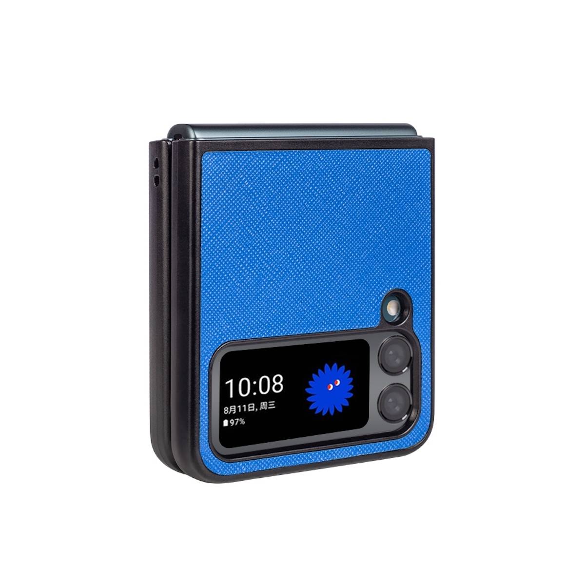 Für Samsung Galaxy Z Flip4 5G Design Cross Texture Cover Handy Tasche Hülle Etuis Muster Blau