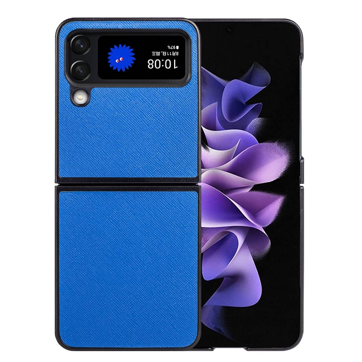 Für Samsung Galaxy Z Flip4 5G Design Cross Texture Cover Handy Tasche Hülle Etuis Muster Blau