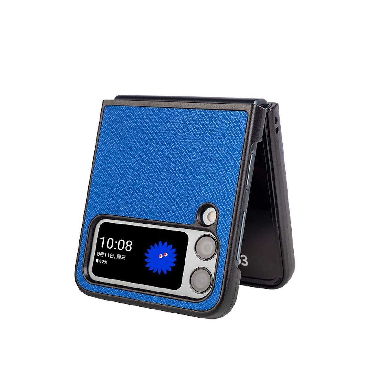 Für Samsung Galaxy Z Flip4 5G Design Cross Texture Cover Handy Tasche Hülle Etuis Muster Blau