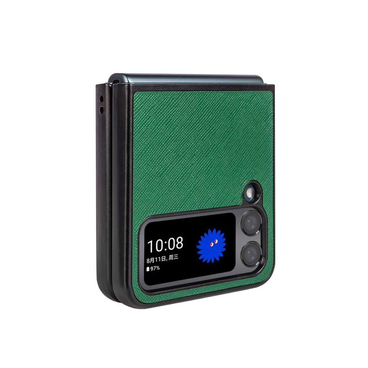 Für Samsung Galaxy Z Flip4 5G Design Cross Texture Cover Handy Tasche Hülle Etuis Muster Grün