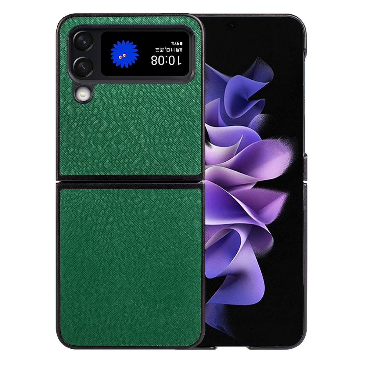 Für Samsung Galaxy Z Flip4 5G Design Cross Texture Cover Handy Tasche Hülle Etuis Muster Grün