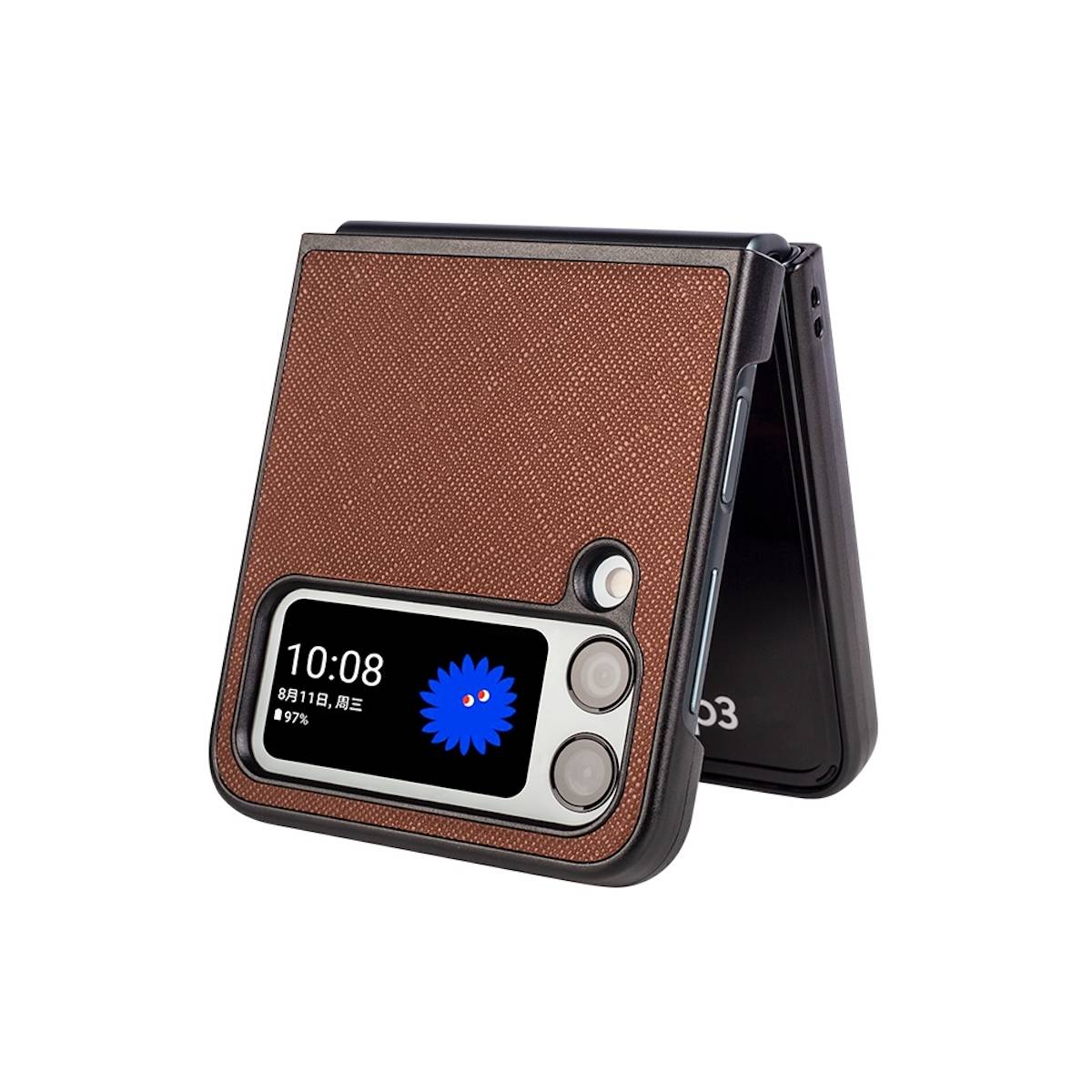 Für Samsung Galaxy Z Flip4 5G Design Cross Texture Cover Handy Tasche Hülle Etuis Muster Braun