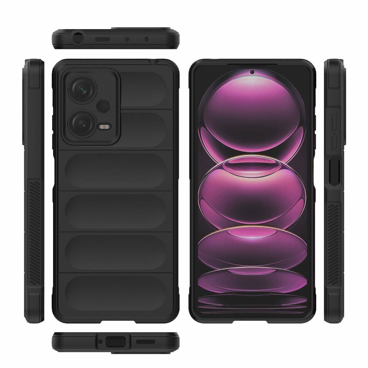 Für Xiaomi Poco X5 Pro 5G Xiaomi Redmi Note 12 Pro 5G TPU / PC Design Magic Shield + Flanell Cover Handy Tasche Hülle Schutz Etuis Schwarz Neu