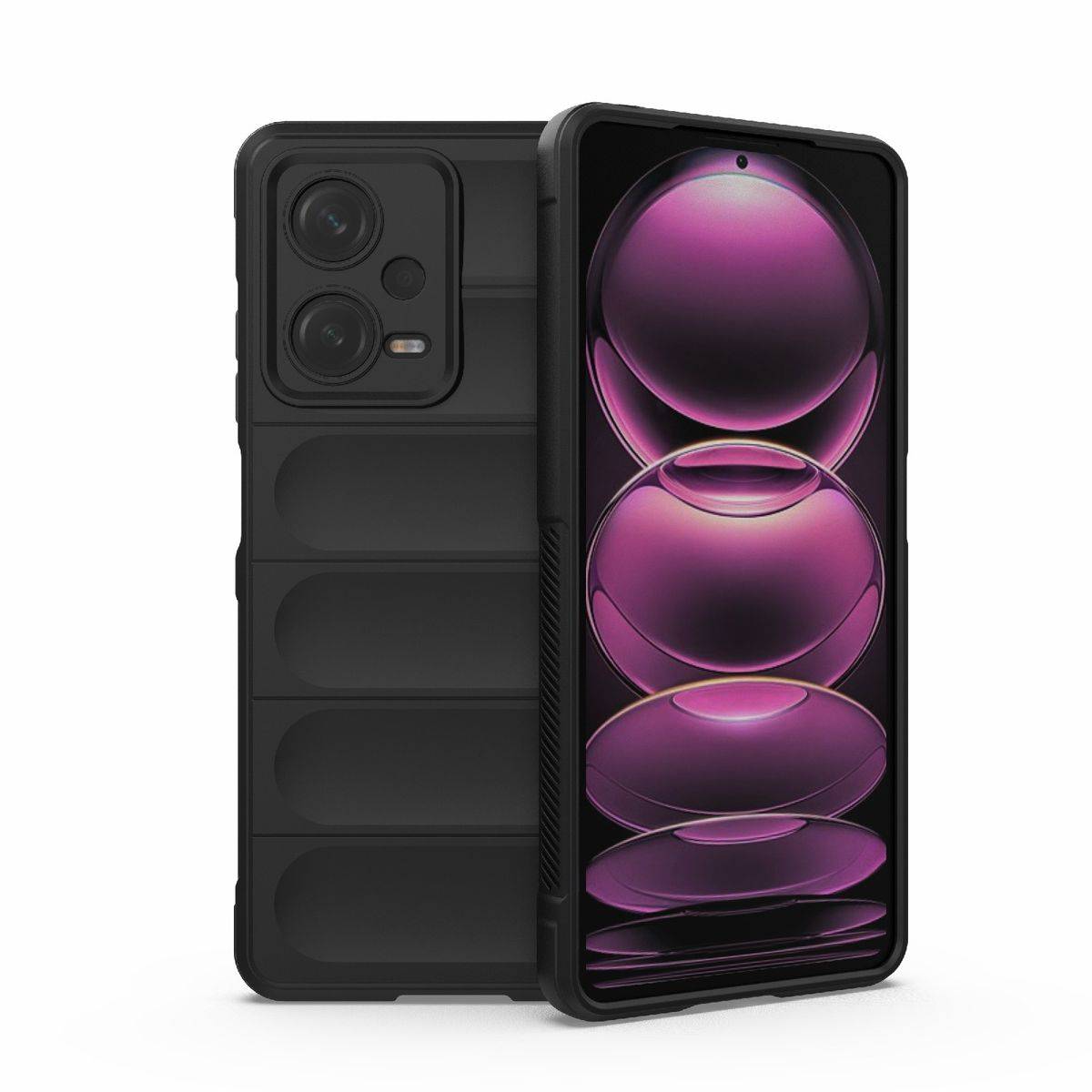 Für Xiaomi Poco X5 Pro 5G Xiaomi Redmi Note 12 Pro 5G TPU / PC Design Magic Shield + Flanell Cover Handy Tasche Hülle Schutz Etuis Schwarz Neu
