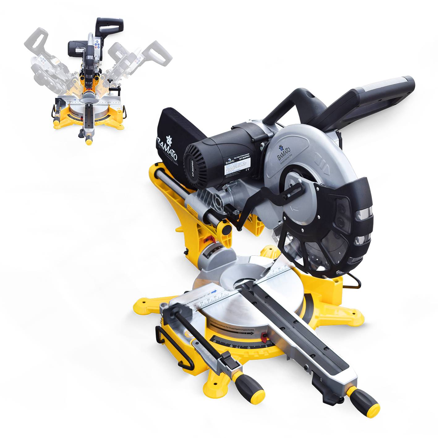 BAMATO Zug- Kapp- und Gehrungssäge KP-350PRO mit Sanftanlauf