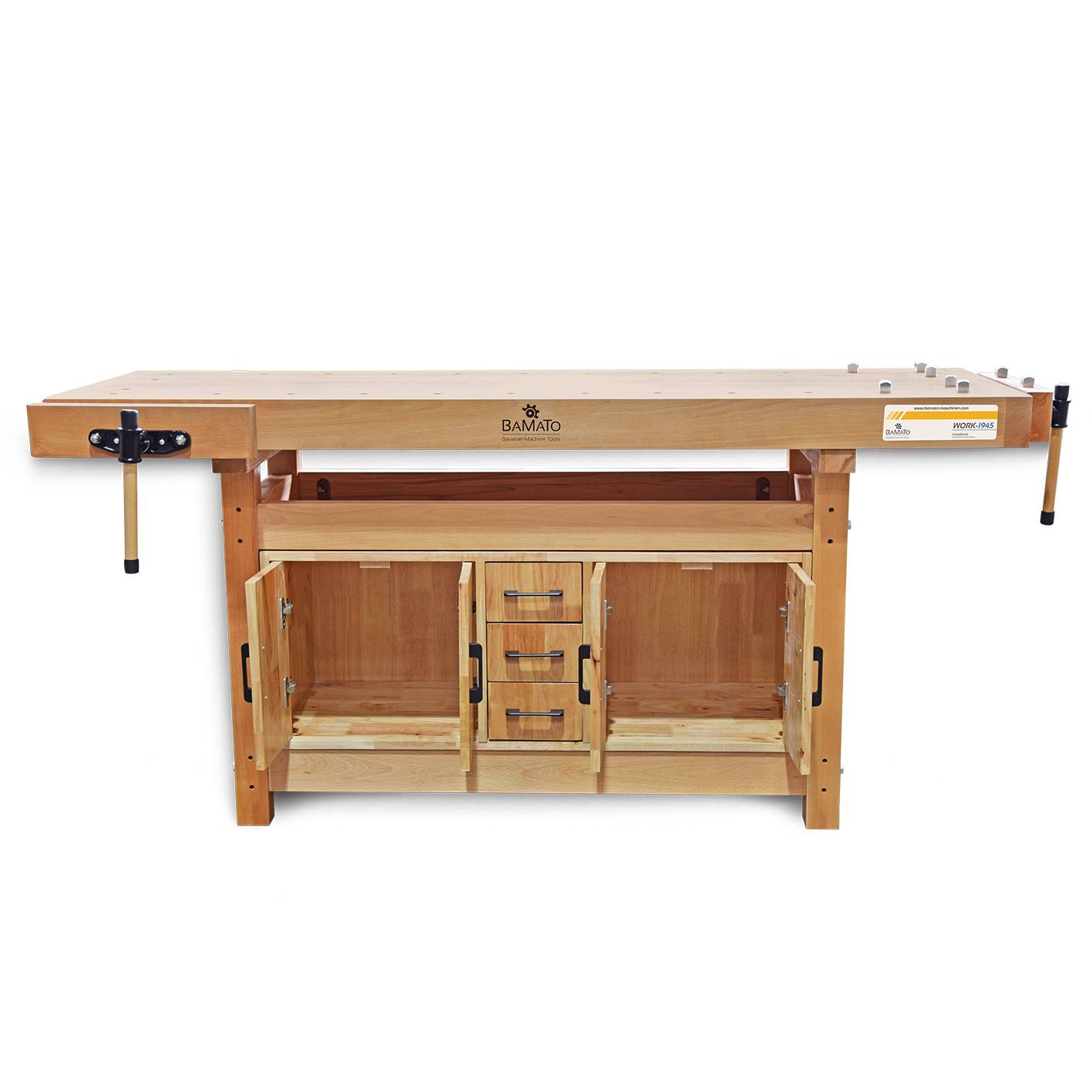 BAMATO Hobelbank WORK-1945 mit Einbauschrank aus Massivholz