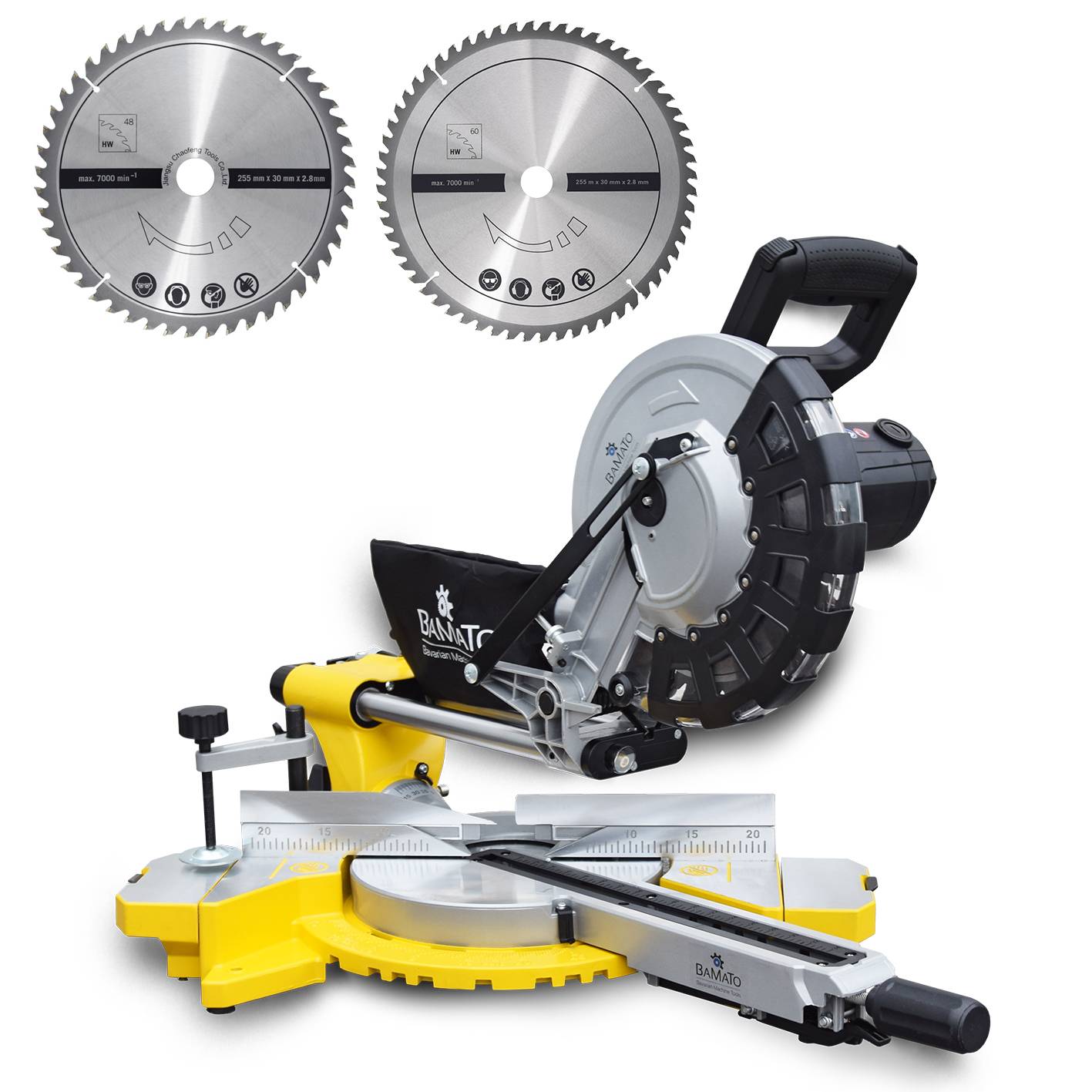 BAMATO Zug- Kapp- und Gehrungssäge KP-255 und Maschinenständer KST-1950