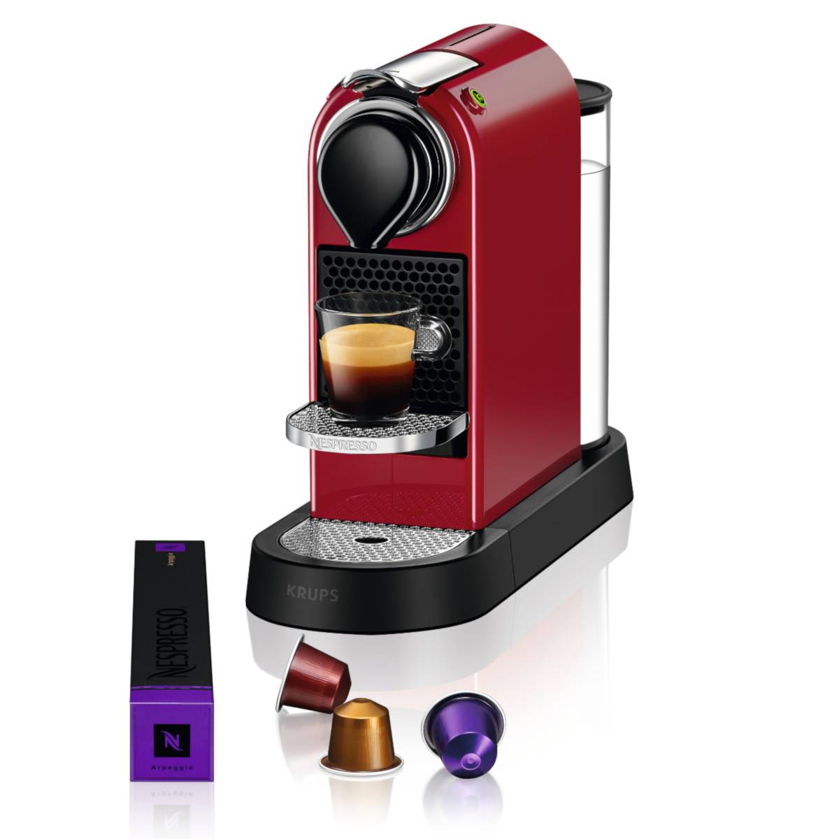 KRUPS Kapselmaschine Nespresso CITIZ CHERRY RED Kaffeemaschine + Welcome Pack