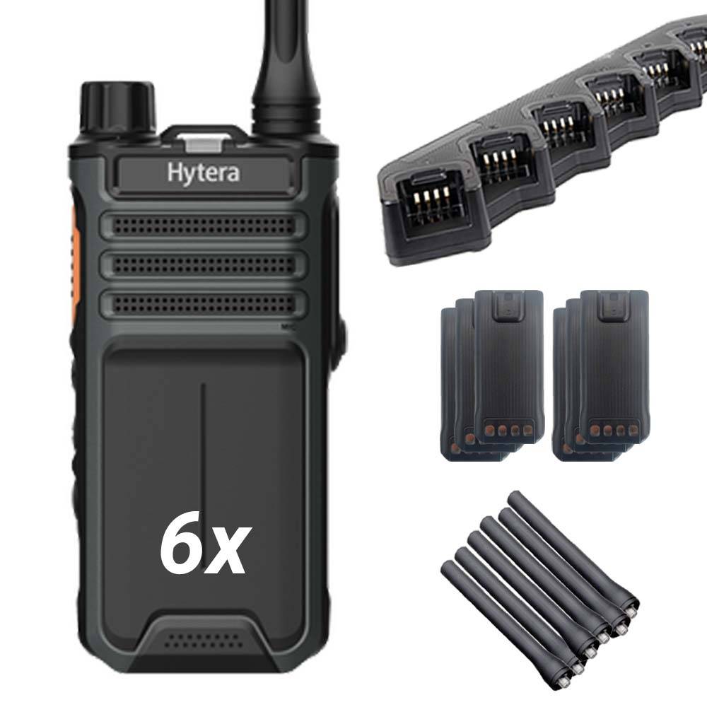 SET 6x Hytera BP515 VHF Handfunkgerät mit Batterie Antenne Ladestation BP515V1