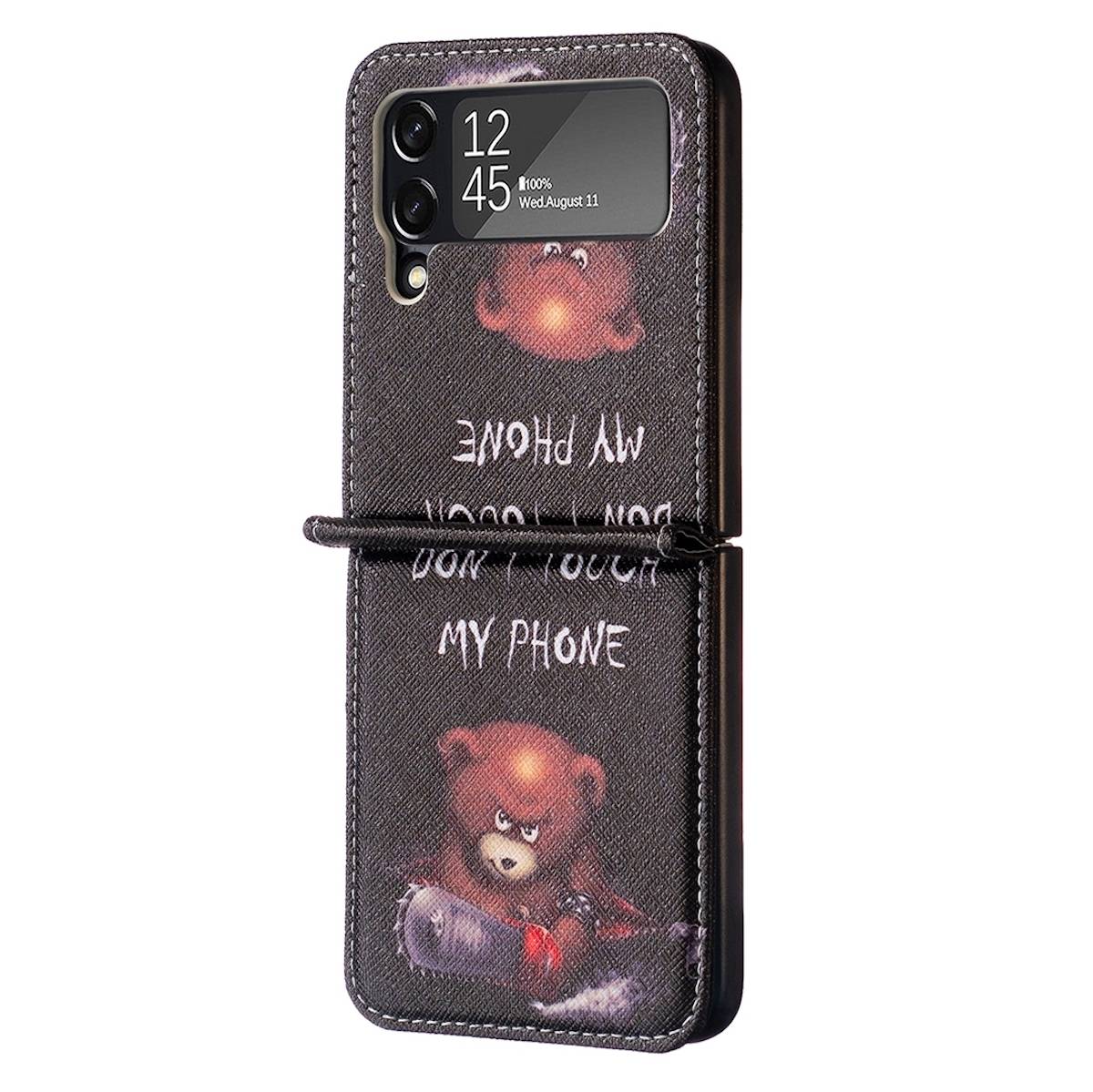 Für Samsung Galaxy Z Flip4 5G Design Kunst Leder Motiv 1 Cover Handy Tasche Hülle Etuis Muster